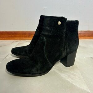 Tory Burch Black Suede Ankle Boots Size 10 Booties